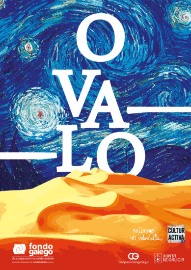 Desenho de cartaz para a promoção e divulgação da obra de teatro "O Valo", promovida polo Fondo Galego de Cooperación e Solidariedade